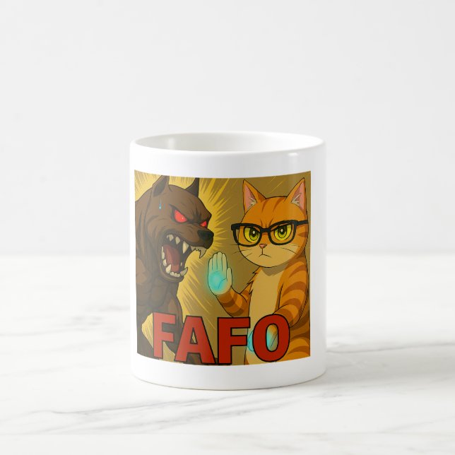 FAFO – Small Cat, Big Attitude Kaffeetasse (Mittel)