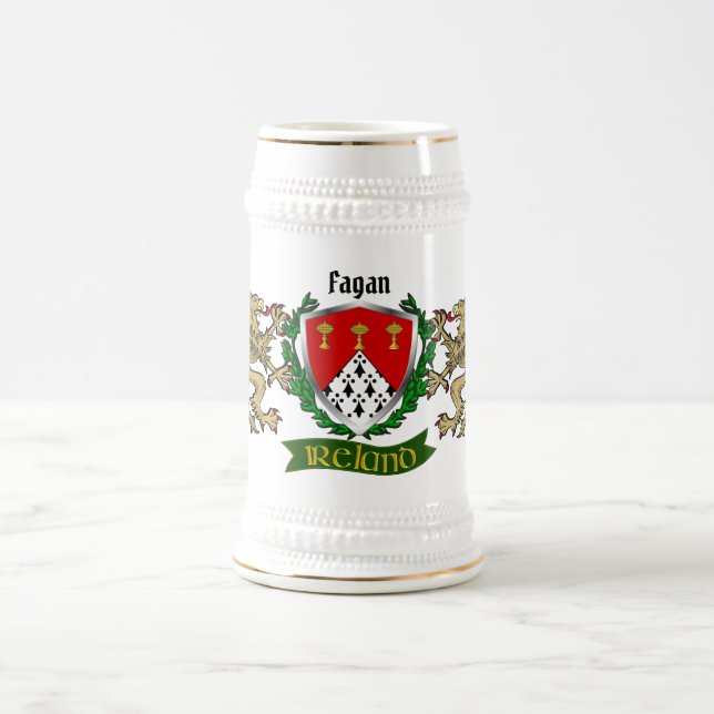 Fagan Irish Shield Personalisiert Beer Stein Bierglas (Mittel)