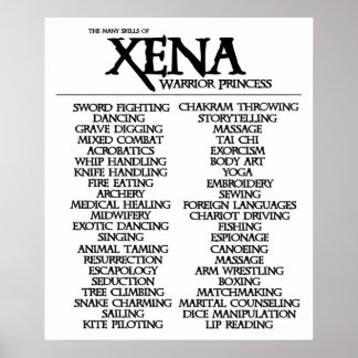 Fähigkeiten von XENA Poster