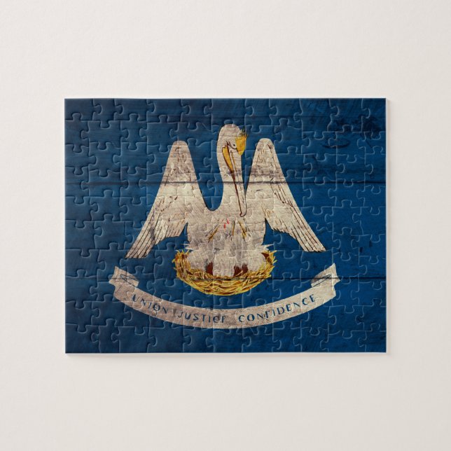 Fahne aus dem alten Holz Louisiana; Puzzle (Horizontal)