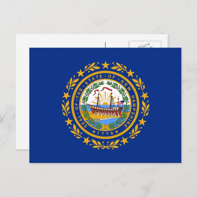Fahne aus Granit, Flagge von New Hampshire Postkarte (Vorne/Hinten)