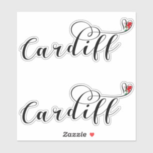 Fahne Cardiff in Heart, Wales Aufkleber
