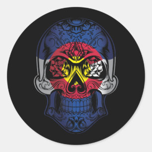 Fahne "Colorado Skull" und "Rose" Runder Aufkleber