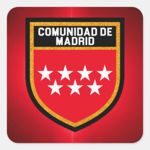 Fahne Comunidad de Madrid Quadratischer Aufkleber