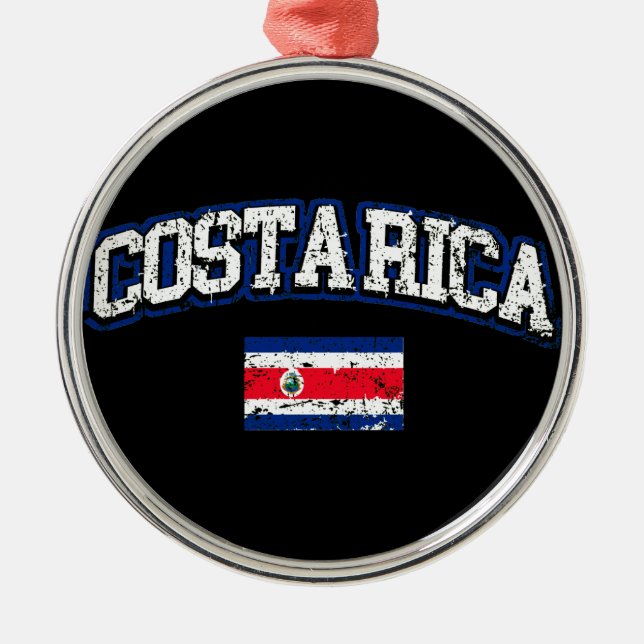 Fahne Costa Rica Silbernes Ornament (Vorne)
