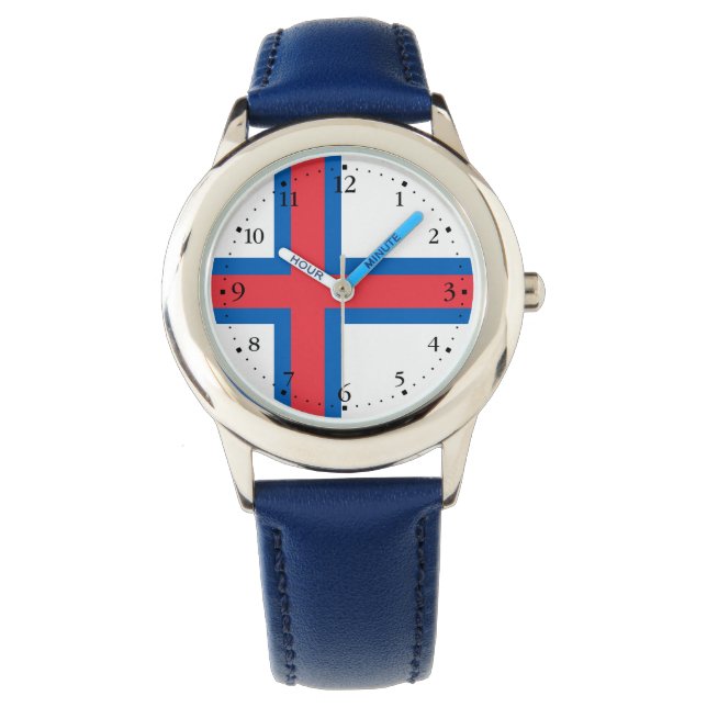 Fahne der Färöer Armbanduhr (Vorderseite)