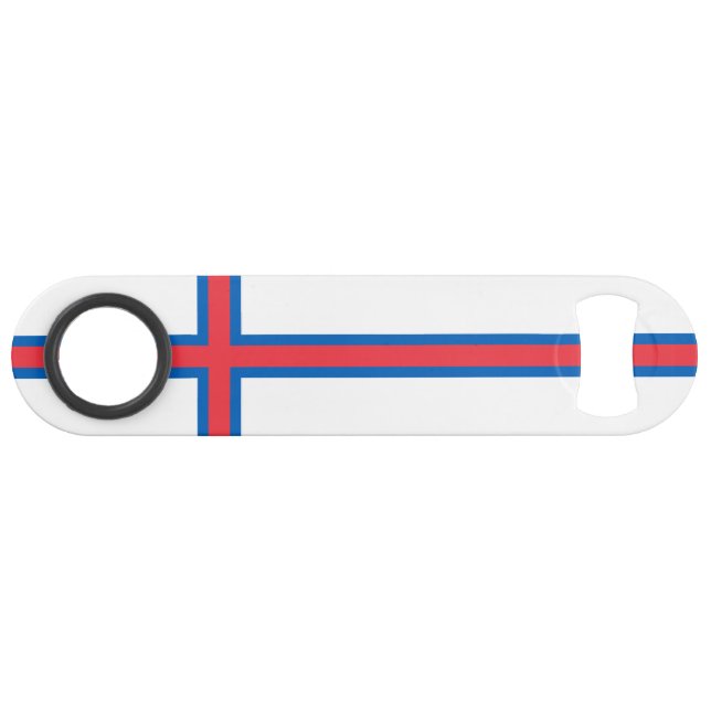 Fahne der Färöer Speed Flaschenöffner (Vorderseite (Horizontal))
