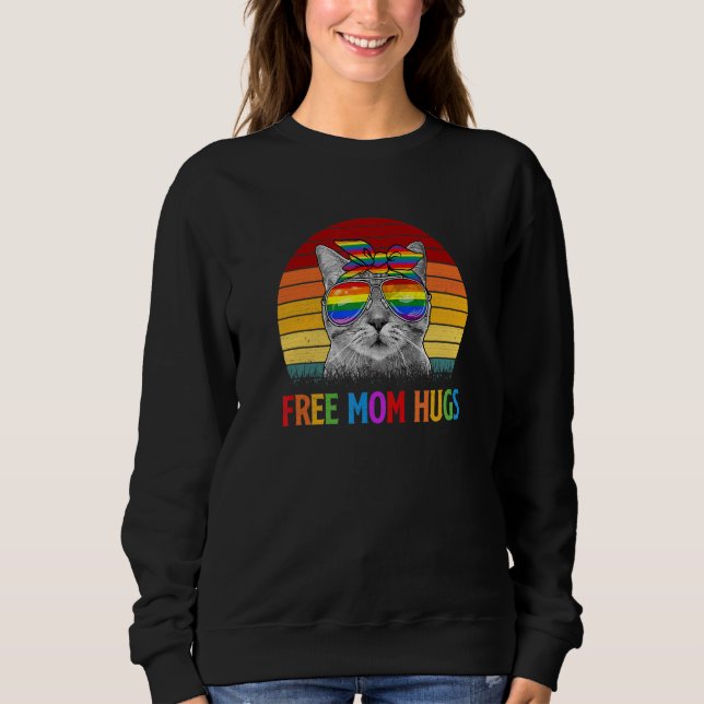 Fahne der Gratis-Mama Hugts LGBt Pride Cat Rainbow Sweatshirt (Vorderseite)