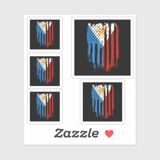 Fahne der Halb-Amerikaner Filipino Philippinen Aufkleber (Blatt)