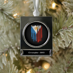 Fahne der Halb-Amerikaner Filipino Philippinen Banner-Ornament Silber