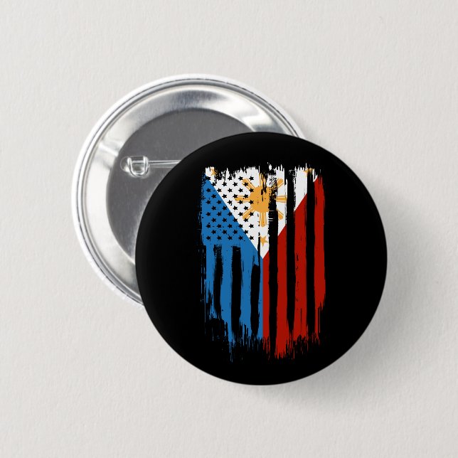 Fahne der Halb-Amerikaner Filipino Philippinen Button (Vorne & Hinten)