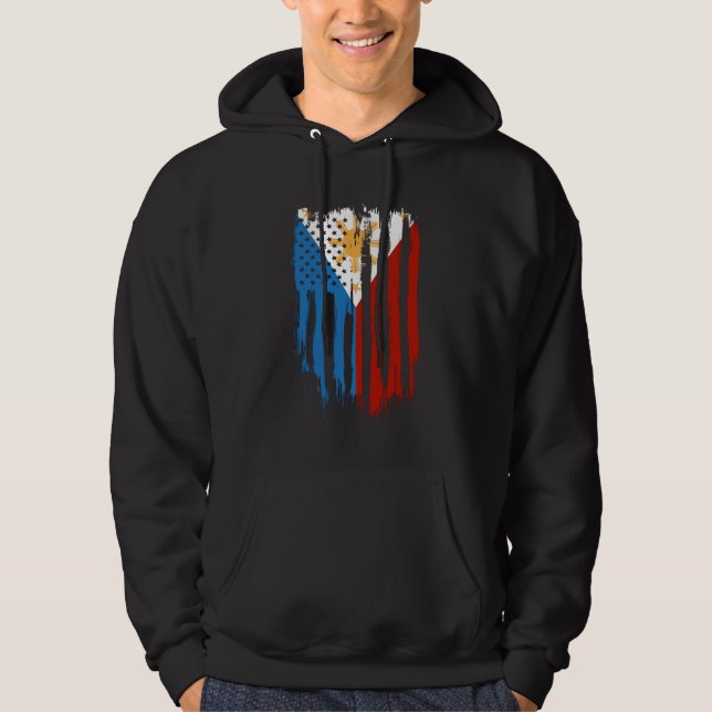 Fahne der Halb-Amerikaner Filipino Philippinen Hoodie (Vorderseite)