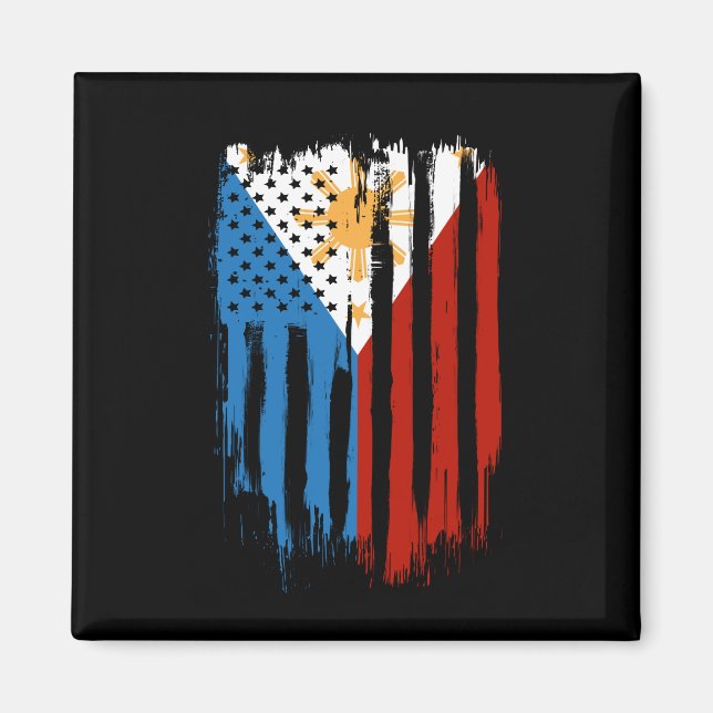Fahne der Halb-Amerikaner Filipino Philippinen Magnet (Vorne)
