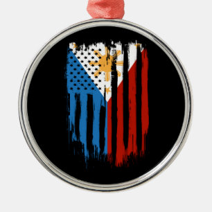 Fahne der Halb-Amerikaner Filipino Philippinen Ornament Aus Metall