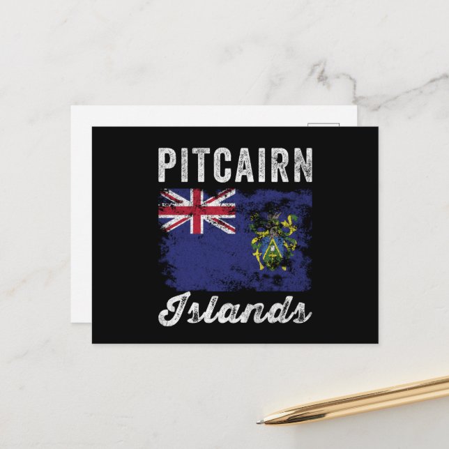 Fahne der Pitcairn-Inseln gestört Postkarte (Vorderseite/Rückseite Beispiel)