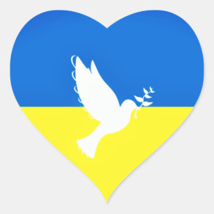Fahne der Ukraine: Friedenskleber - Freiheit Herz-Aufkleber