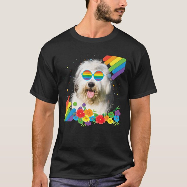 Fahne des alten englischen Schafhundes, LGBT Gay T-Shirt (Vorderseite)