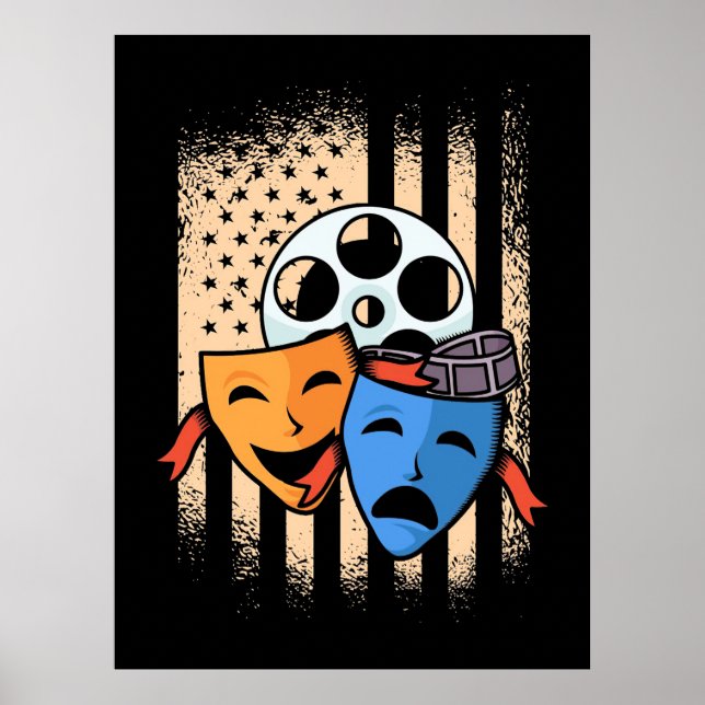 Fahne des Theaterschauspielers Amerika Poster (Vorne)