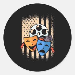 Fahne des Theaterschauspielers Amerika Runder Aufkleber