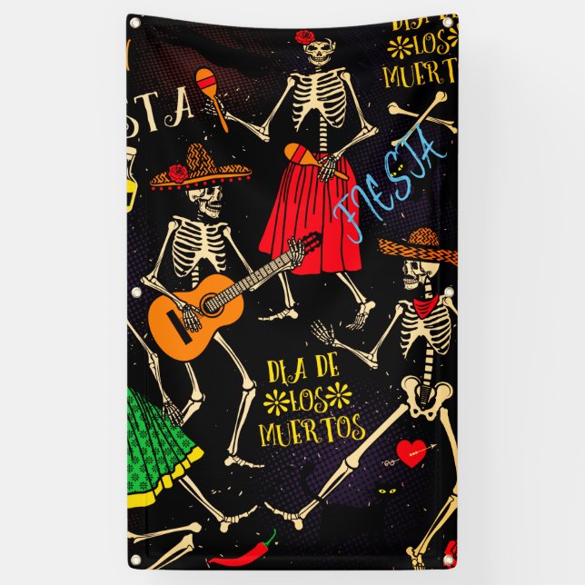 Fahne DIA DE LOS MUERTOS MIT GUMMIMUFFEN Banner (Vertikal)