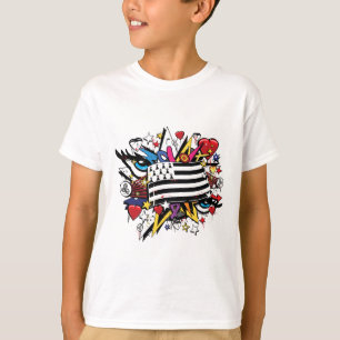 Fahne die Bretagne Breizh Wandmalerei Breton graff T-Shirt