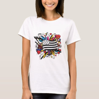 Fahne die Bretagne Breizh Wandmalerei Breton graff T-Shirt