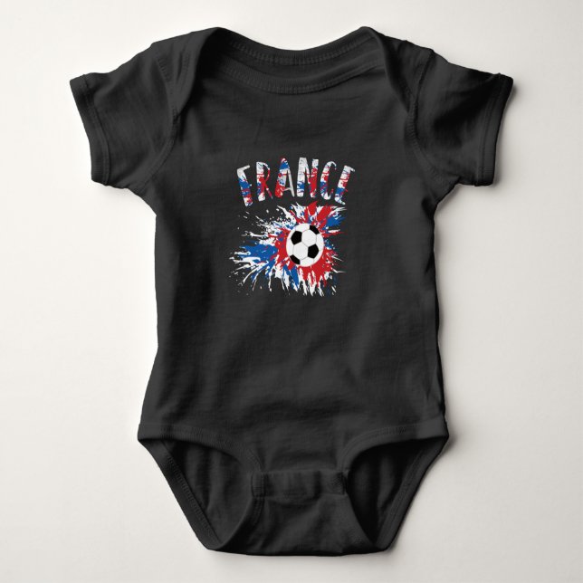 Fahne "France Soccer Ball Grunge" Baby Strampler (Vorderseite)