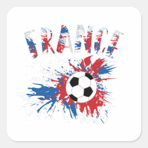 Fahne "France Soccer Ball Grunge" Quadratischer Aufkleber