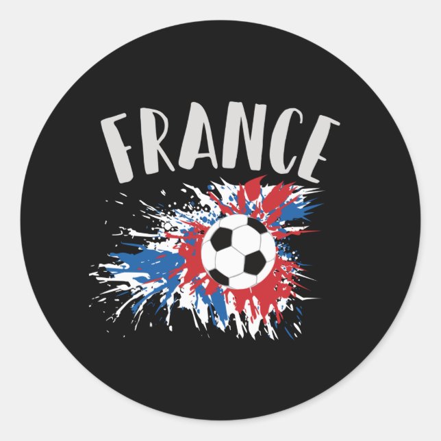 Fahne "France Soccer Ball Grunge" Runder Aufkleber (Vorderseite)