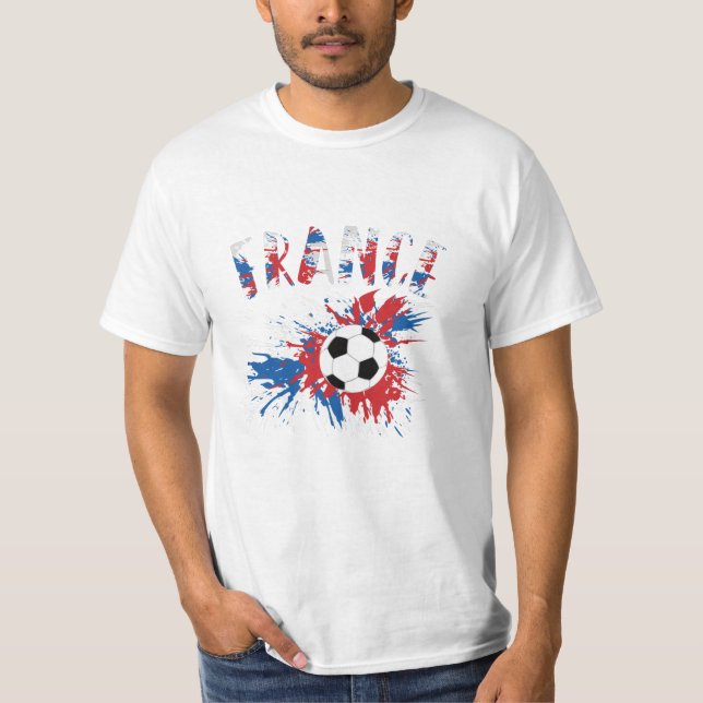 Fahne "France Soccer Ball Grunge" T-Shirt (Vorderseite)