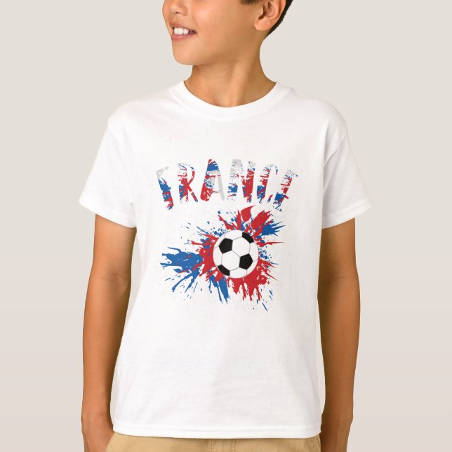 Fahne "France Soccer Ball Grunge" T-Shirt (Vorderseite)