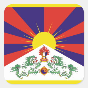 Fahne "Free Tibet" Quadratischer Aufkleber