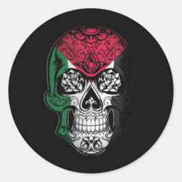 Fahne für den palästinensischen Schädel und die Ro Runder Aufkleber