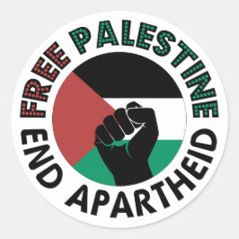 Fahne für ein freies Palästina-Ende der Apartheid Runder Aufkleber