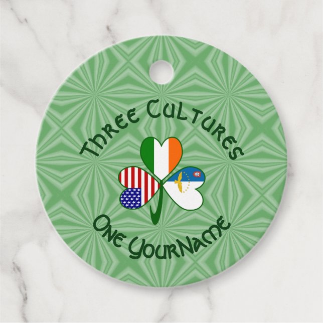 Fahne für irisches Kleeblatt auf Azoren Geschenkanhänger (Vorderseite)