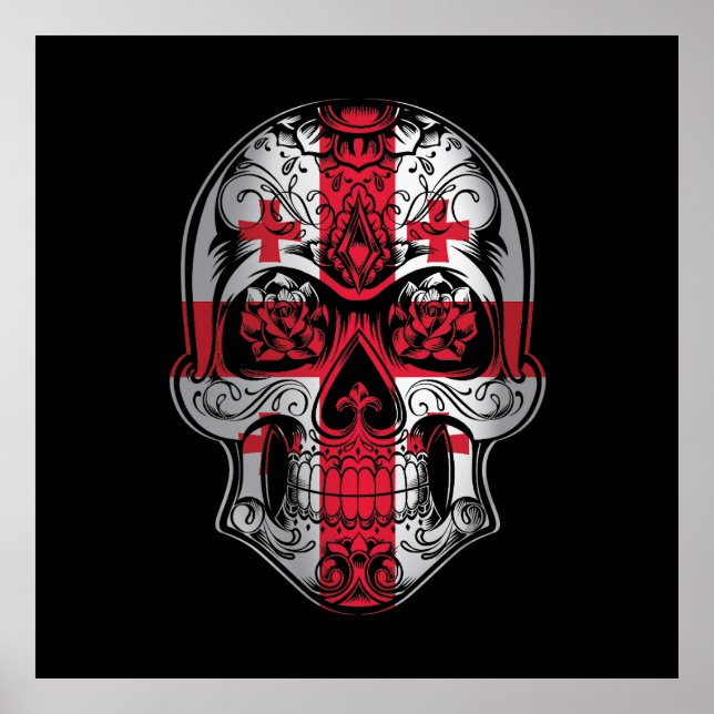 Fahne "Georgia Skull and Rose" Poster (Vorne)