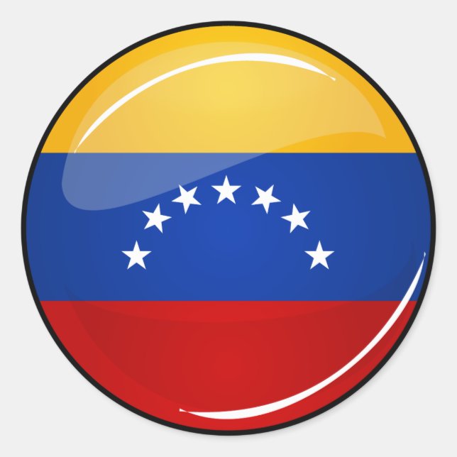 Fahne "Glossy Round Venezuela" Runder Aufkleber (Vorderseite)