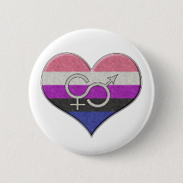 Fahne mit dem Flag "Large GeneFluid Pride" farbige Button