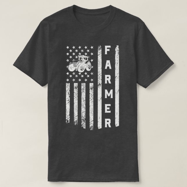Fahne mit Traktor-Patriotic-Bauer T-Shirt (Design vorne)