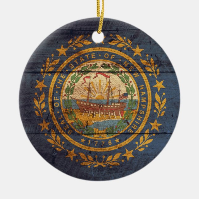 Fahne "Old Wood New Hampshire"; Keramik Ornament (Vorne)