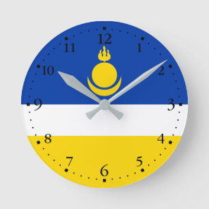 Fahne Patriotic Buryatia Runde Wanduhr