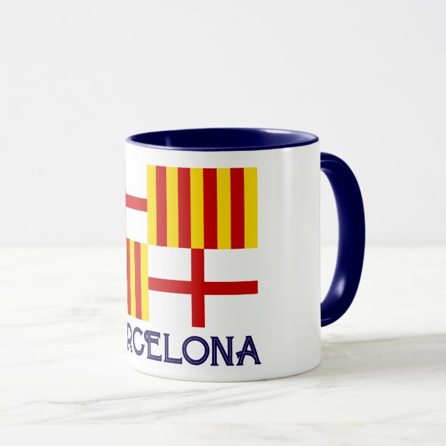 Fahne Red White Yellow Barcelona Nationalistische  Tasse (VorderseiteRechts)
