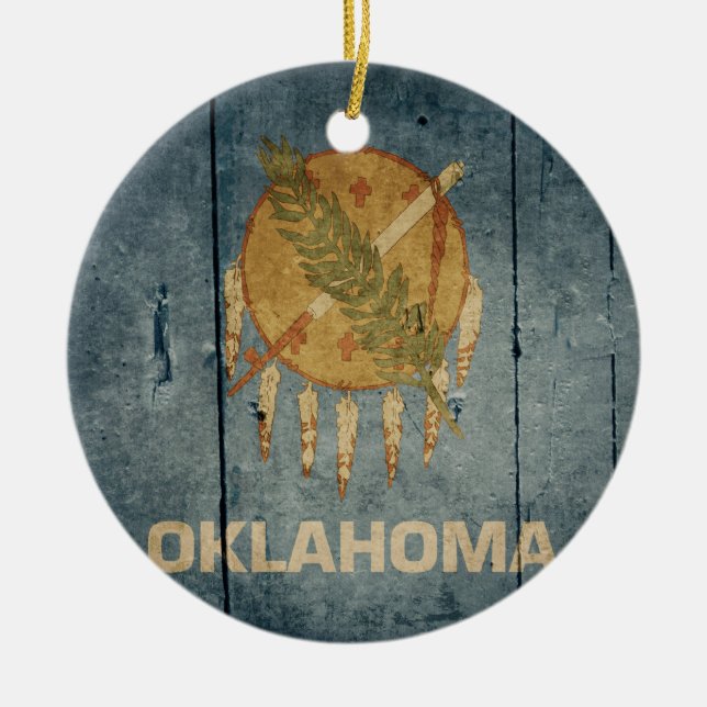 Fahne "Rugged Wood Oklahoma" Keramik Ornament (Vorne)