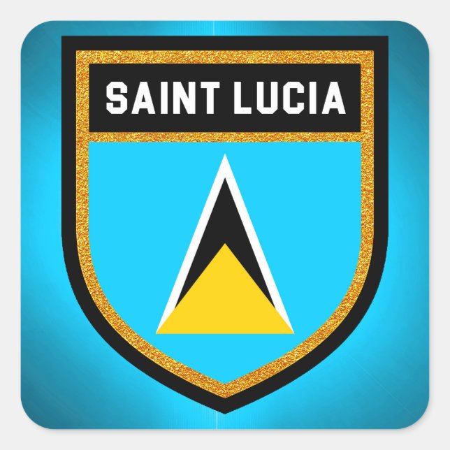 Fahne Saint Lucia Quadratischer Aufkleber (Vorderseite)