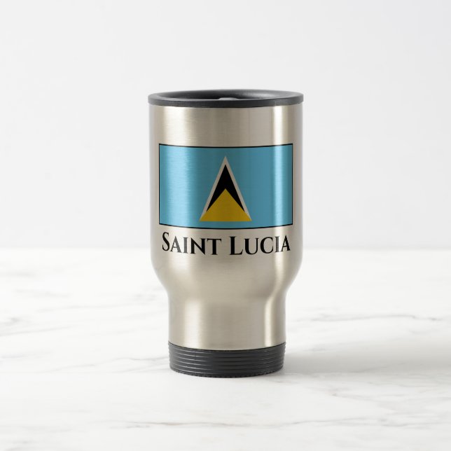 Fahne Saint Lucia Reisebecher (Mittel)