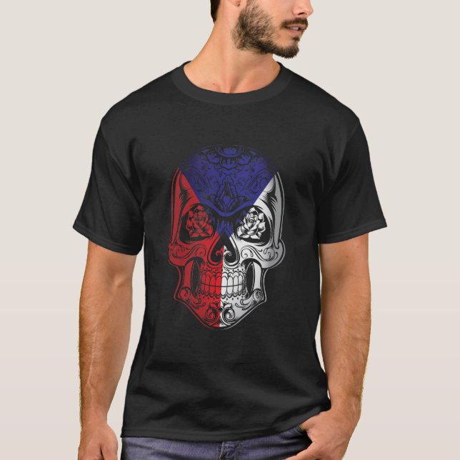 Fahne "Schädel und Rose" T-Shirt (Vorderseite)