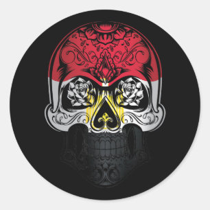 Fahne "Skull and Rose" in Ägypten Runder Aufkleber