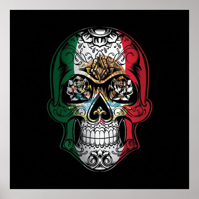 Fahne "Skull and Rose" in Mexiko Poster (Vorne)