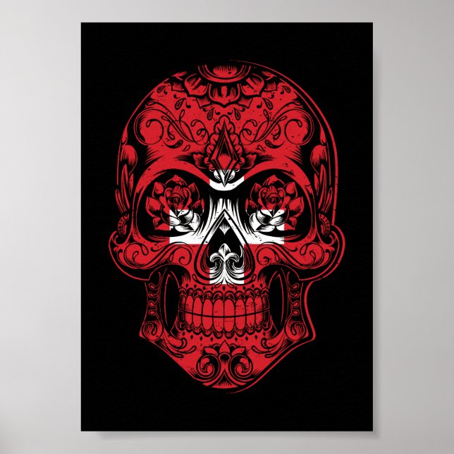 Fahne "Skull and Rose" Poster (Vorne)