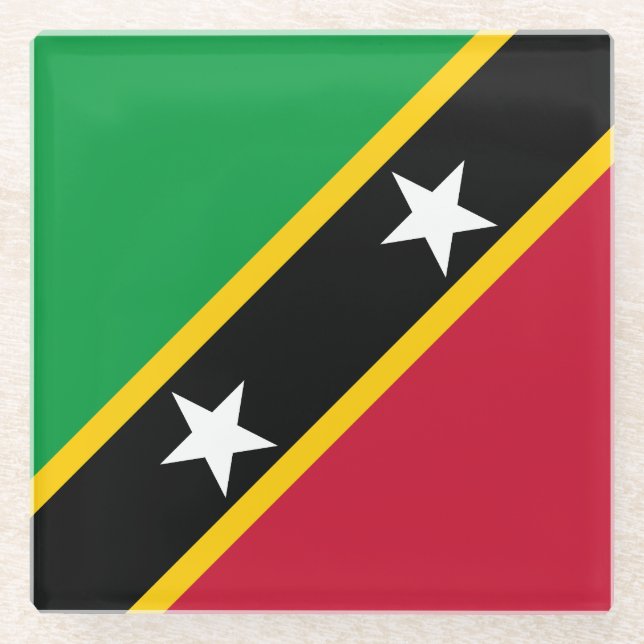 Fahne St. Kitts und Nevis Glasuntersetzer (Vorderseite)
